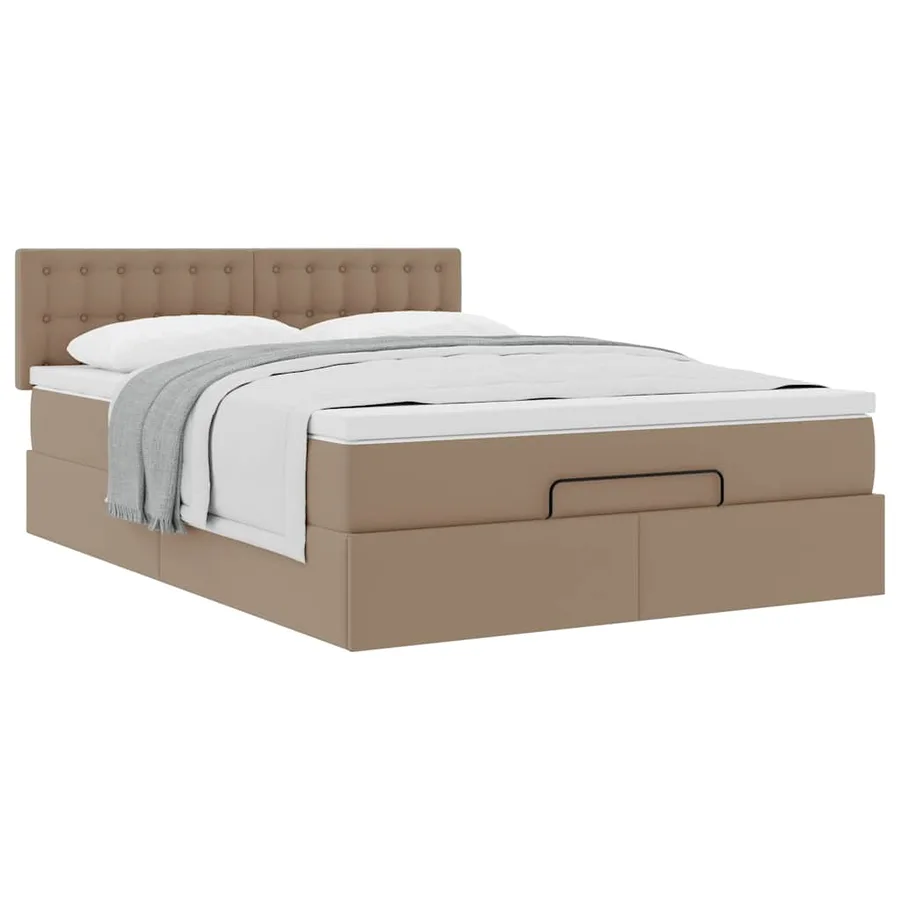 Cadre de lit ottoman et matelas cappuccino 140x200cm similicuir - 5