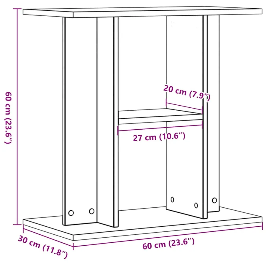 Support d'aquarium en bois ancien 60 x 30 x 60 cm Bois d'ingénierie - 9