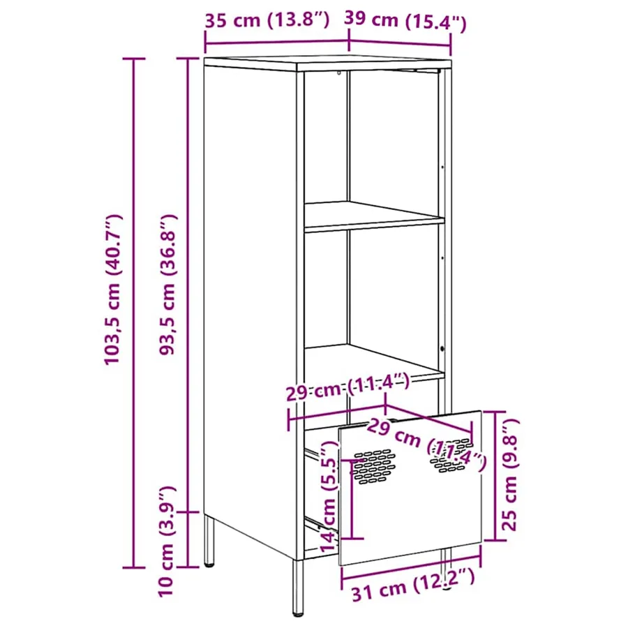 Buffet haut rose 35x39x103,5 cm acier - 13