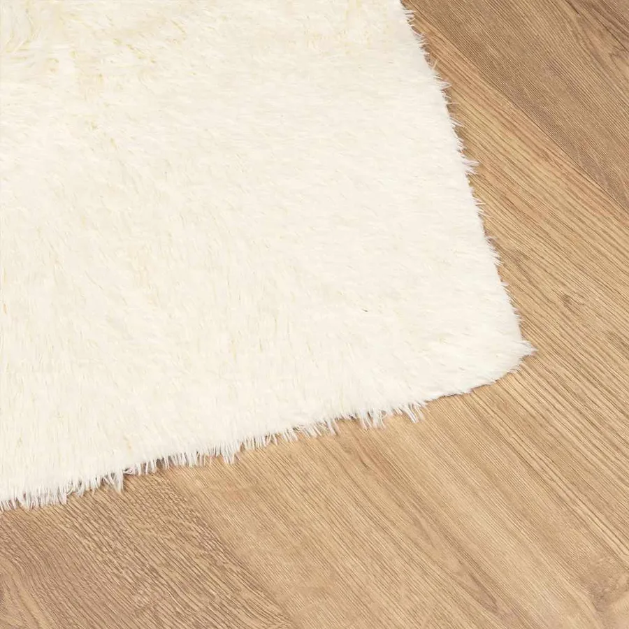 Tapis Shaggy à poils longs NAVARRA crème 200x200 cm polyester - 4