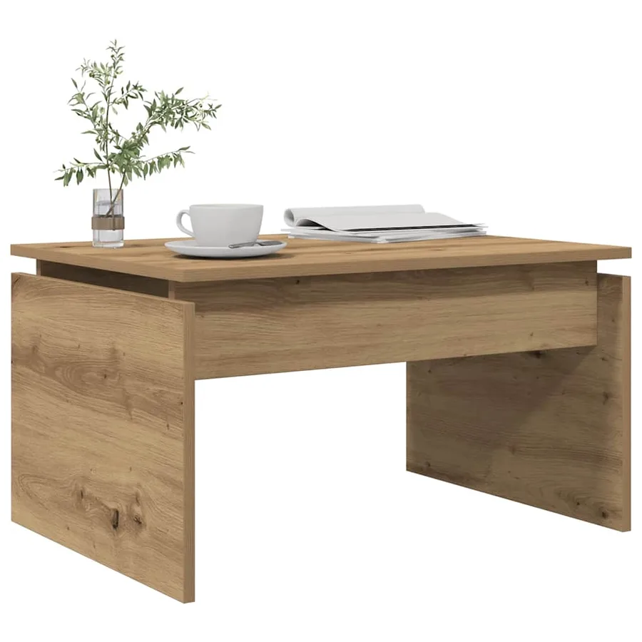 Table basse chêne artisanal 68x50x38 cm bois d'ingénierie - 3