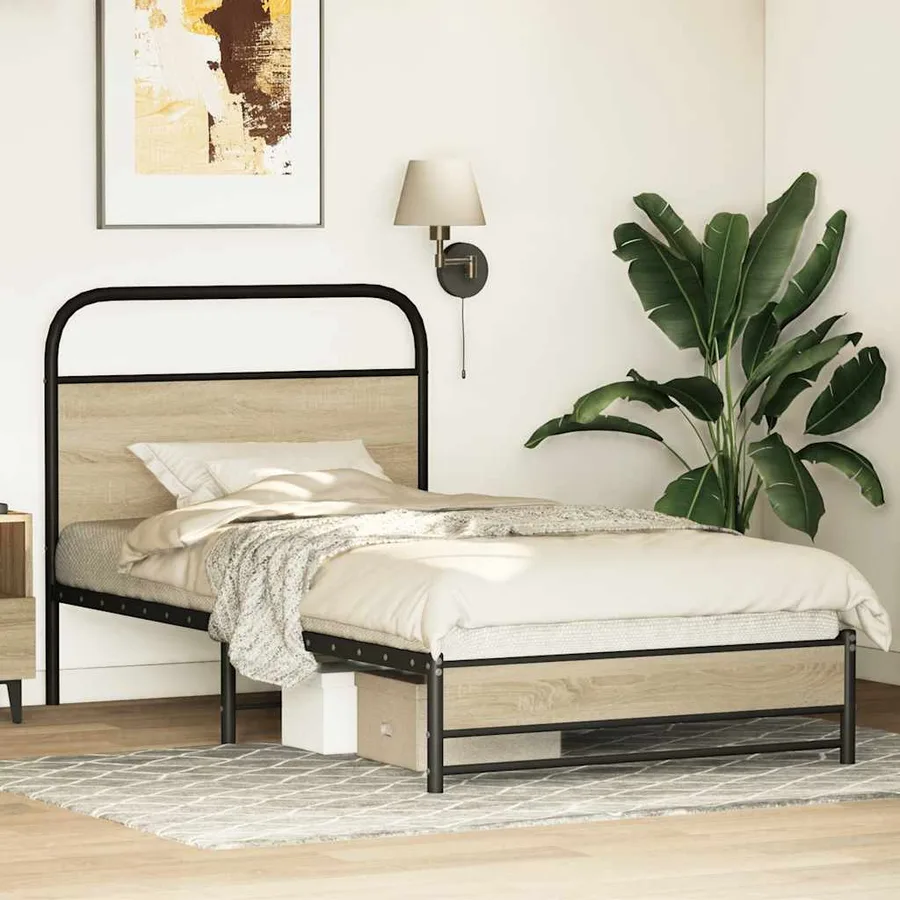 Cadre de lit sans matelas 100x200 cm chêne sonoma - 4