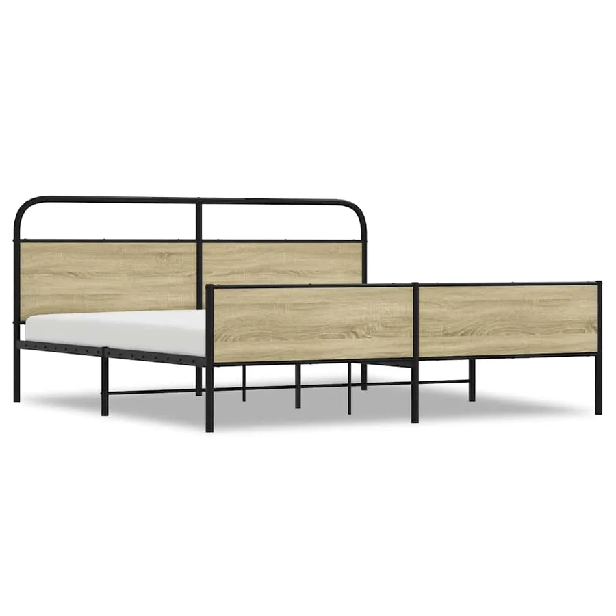 Cadre de lit en métal sans matelas chêne sonoma 183x213 cm - 2