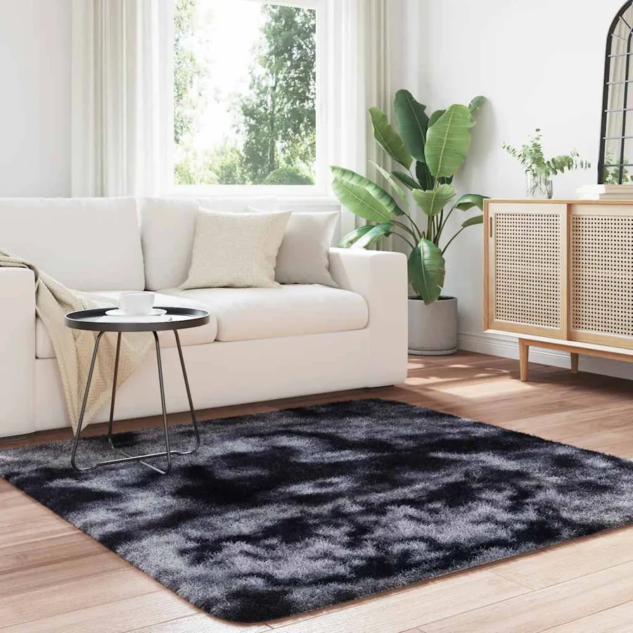 Tapis Shaggy à poils longs NAVARRA gris foncé 160x160 cm - 3