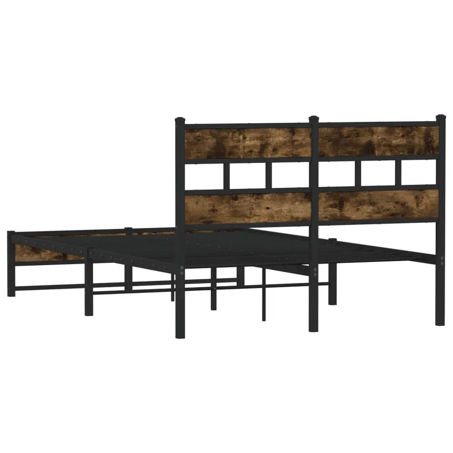 Cadre de lit en métal sans matelas chêne fumé 120x190 cm - 6