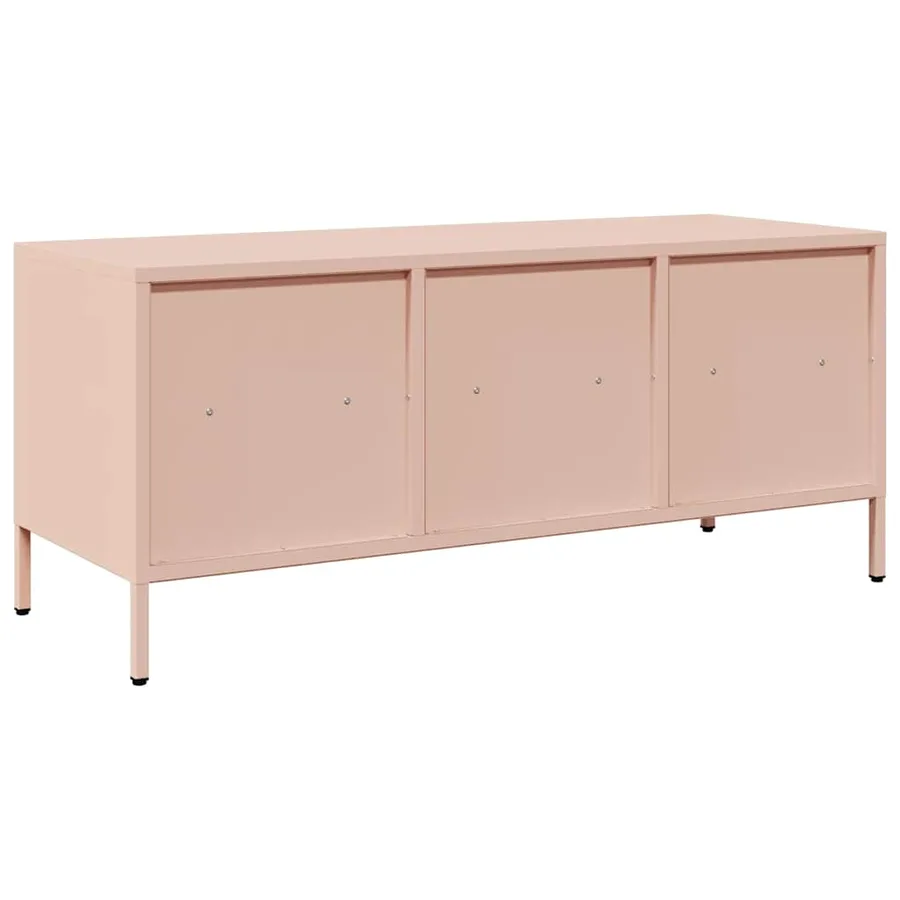 Meuble TV rose 101,5x39x43,5 cm acier laminé à froid - 7
