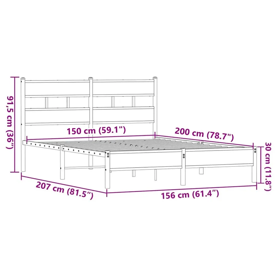 Cadre de lit sans matelas chêne marron 150x200 cm - 9