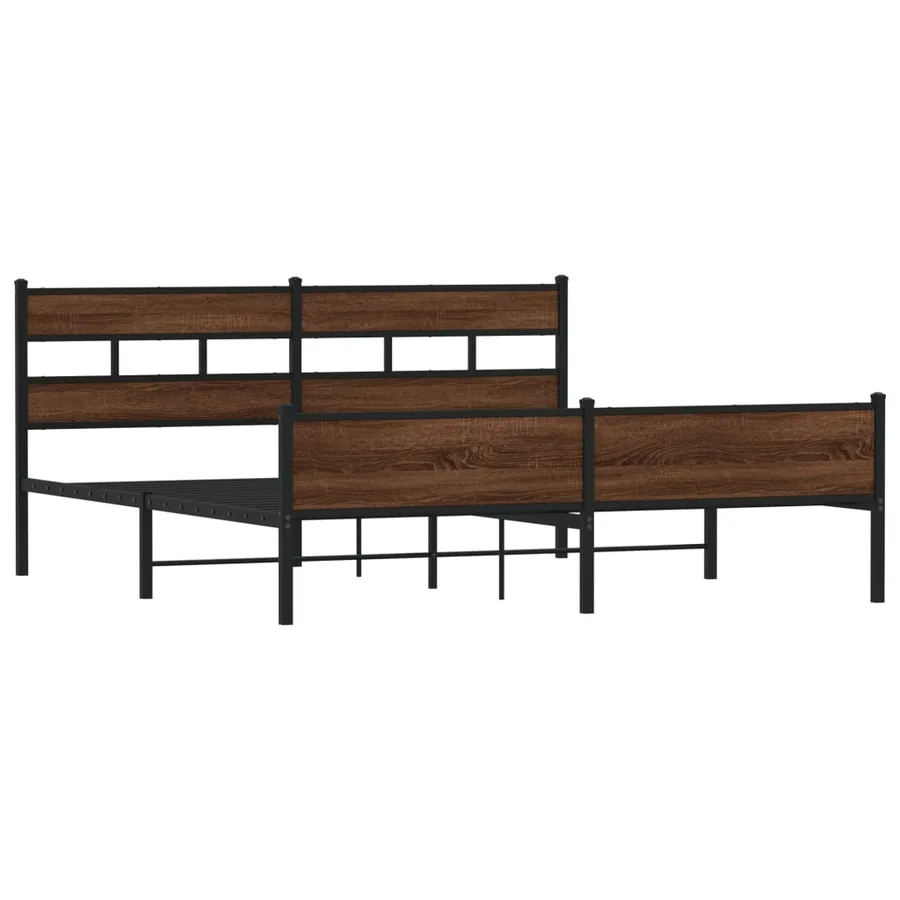 Cadre de lit en métal sans matelas chêne marron 193x203 cm - 3
