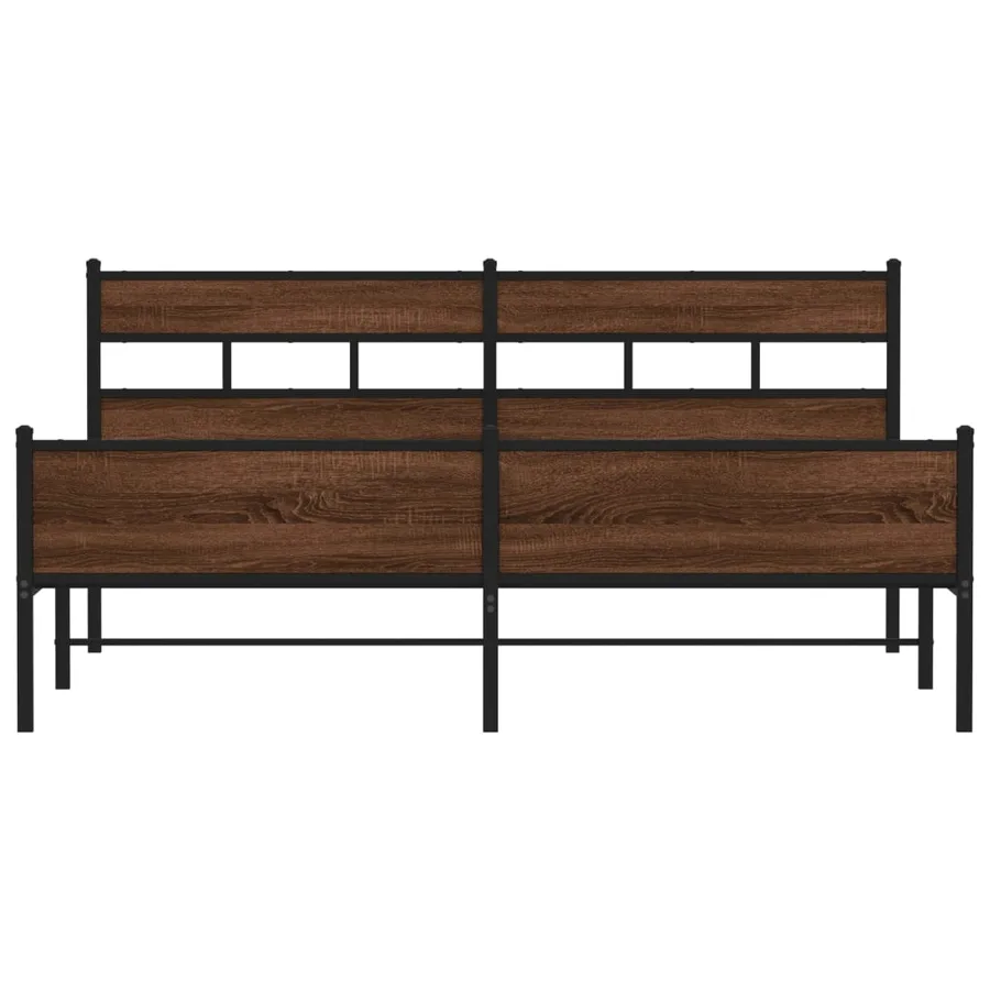 Cadre de lit en métal sans matelas chêne marron 193x203 cm - 4