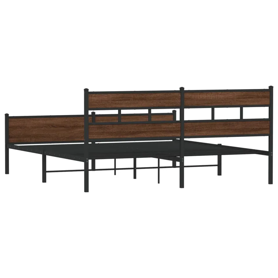 Cadre de lit en métal sans matelas chêne marron 193x203 cm - 6