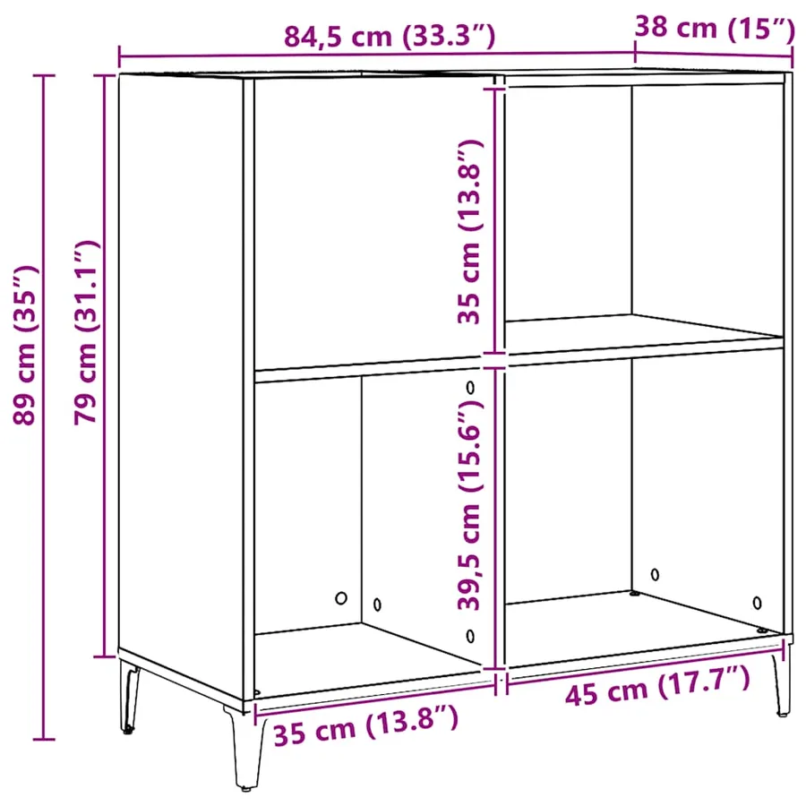 Armoire à disques chêne artisanal 84,5x38x89 cm bois ingénierie - 10