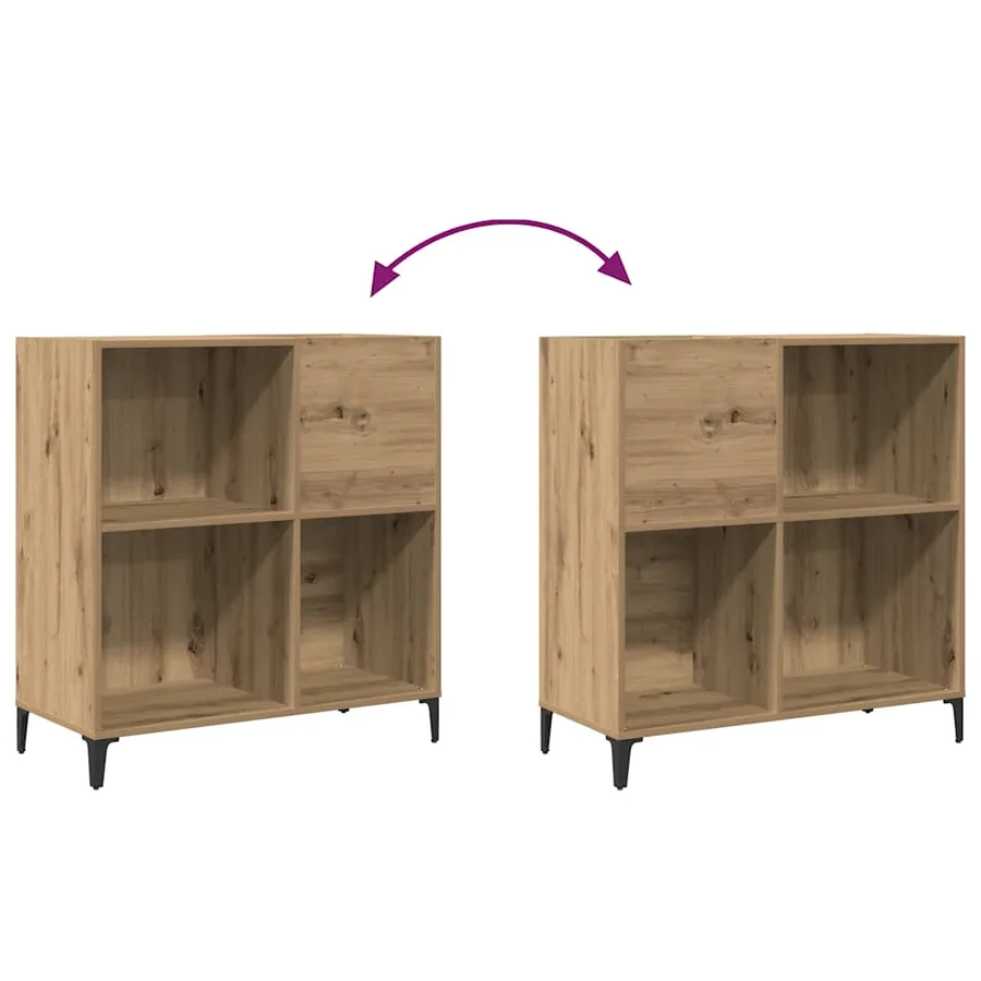 Armoire à disques chêne artisanal 84,5x38x89 cm bois ingénierie - 7