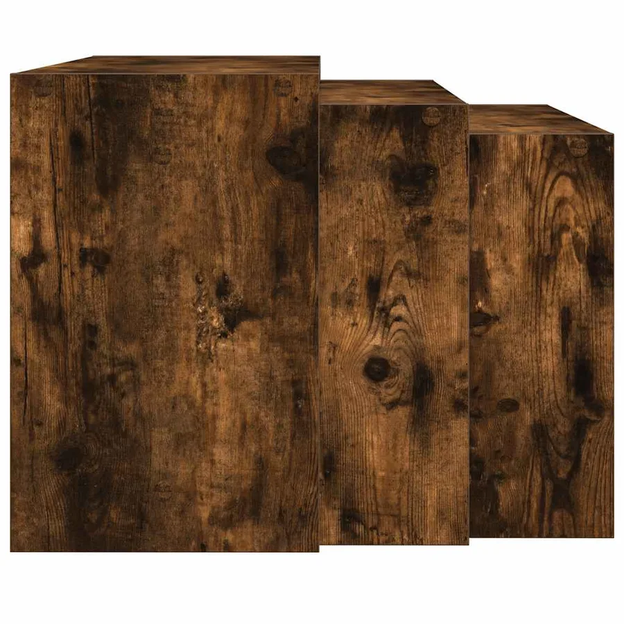 Tables gigognes 3 pcs chêne fumé bois d'ingénierie - 5