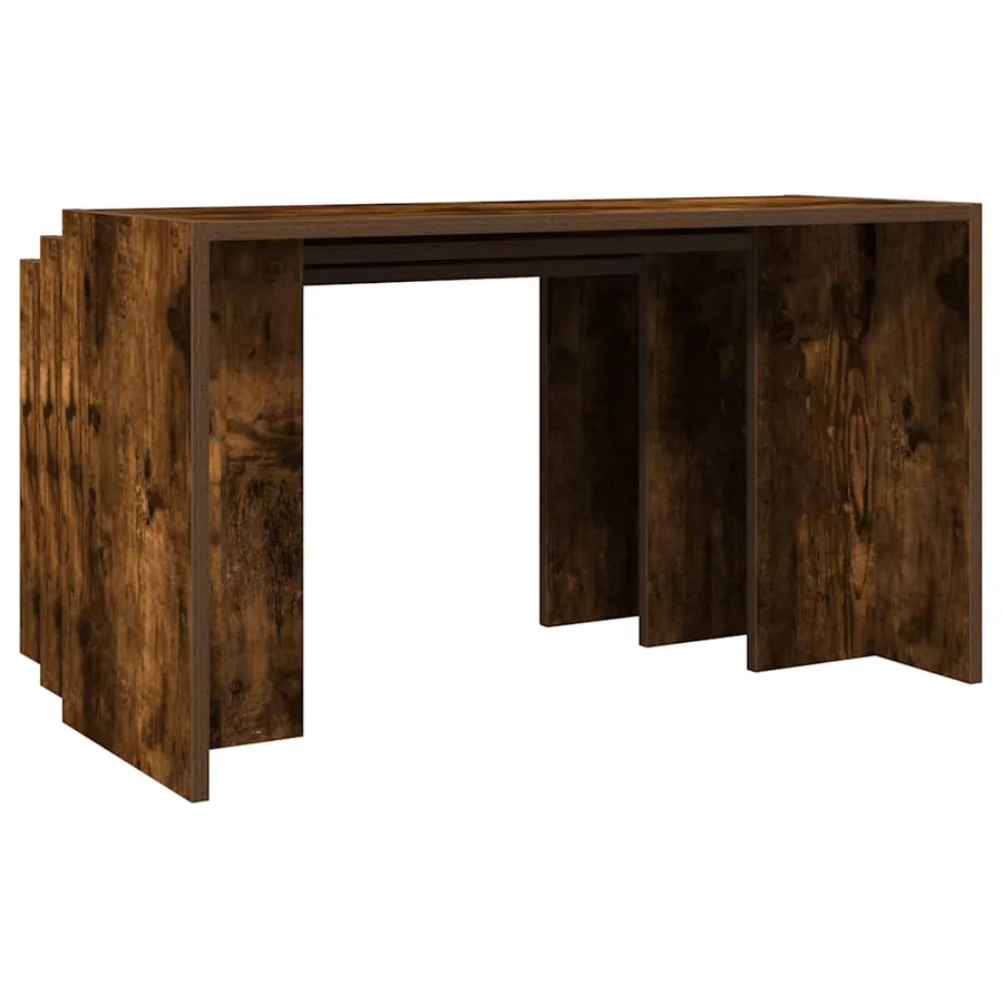 Tables gigognes 3 pcs chêne fumé bois d'ingénierie - 6