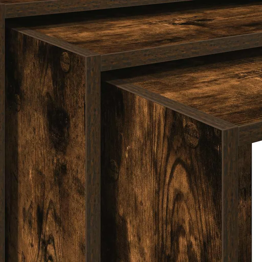 Tables gigognes 3 pcs chêne fumé bois d'ingénierie - 7
