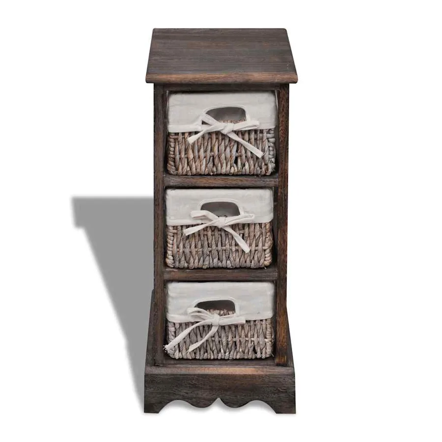 Étagère de rangement Bois Marron 3 paniers en tissage - 2