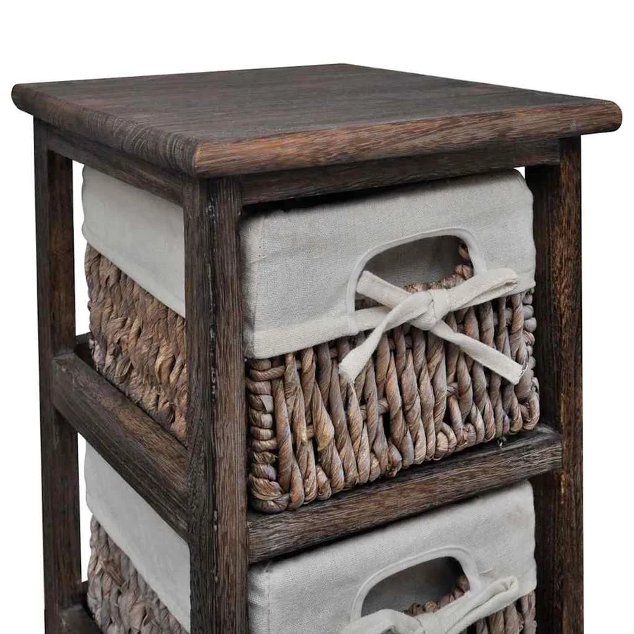 Étagère de rangement Bois Marron 3 paniers en tissage - 3