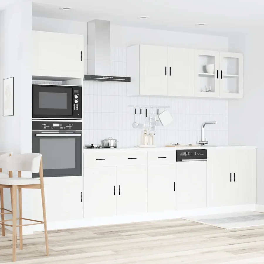 Ensemble de 7 meubles de cuisine "Porto" en bois d'ingénierie blanc - 3