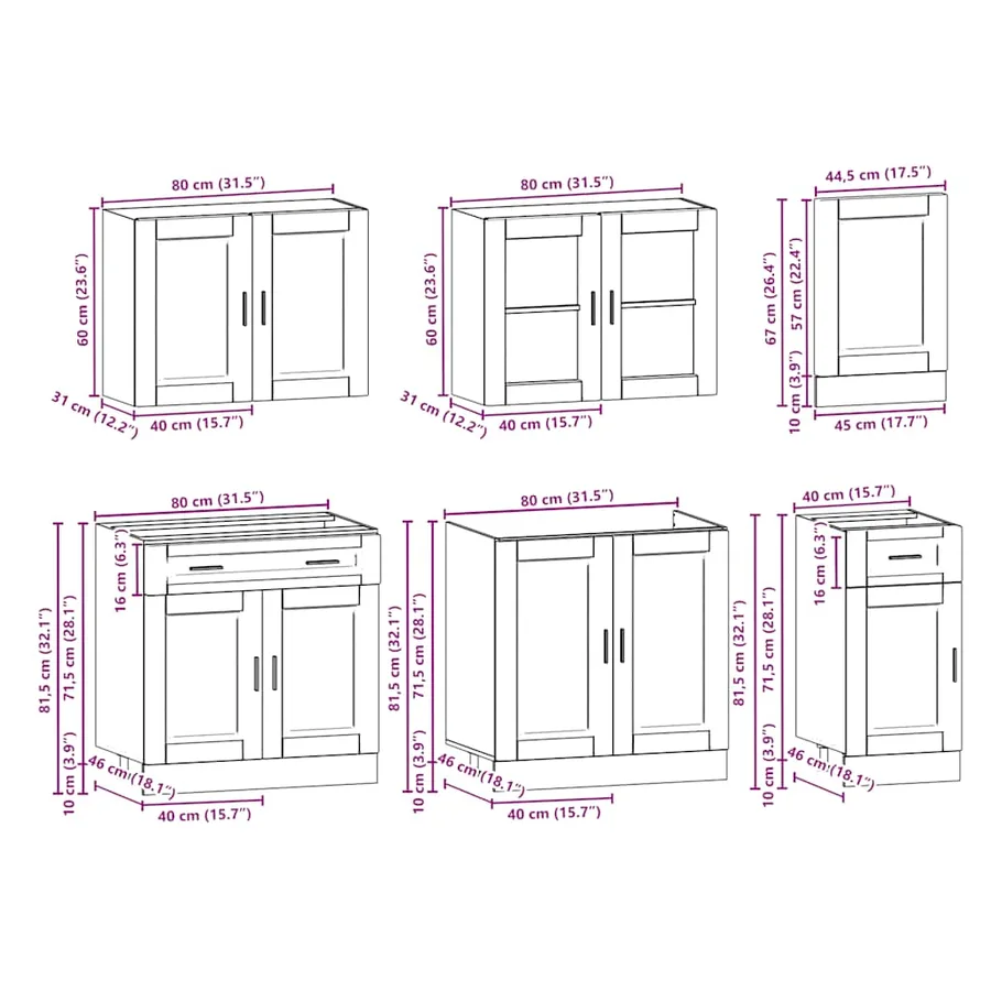 Ensemble de 7 meubles de cuisine "Porto" en bois d'ingénierie blanc - 9