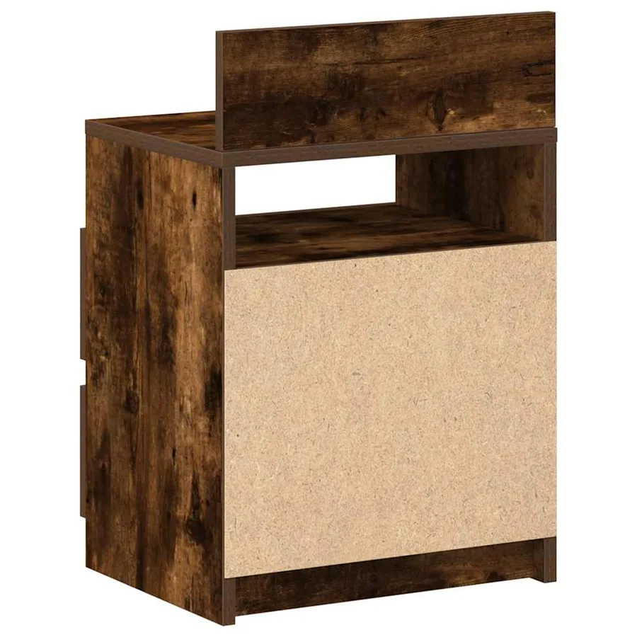Table de chevet à 2 tiroirs en chêne fumé 40x33x60 cm - 7