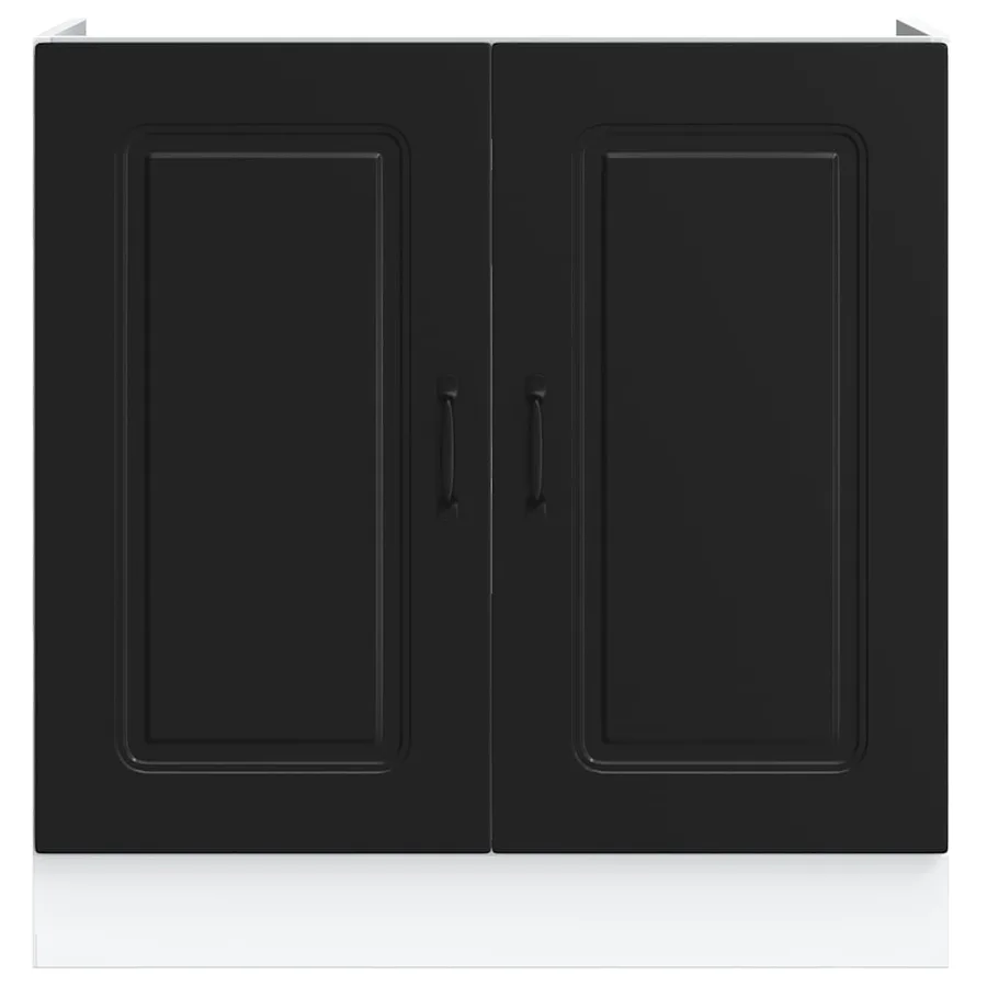 Meuble bas pour évier Kalmar noir 80x46x81,5 cm bois ingénierie - 4