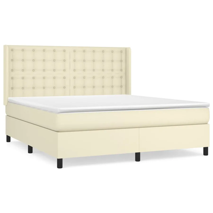 Sommier à lattes de lit avec matelas Crème 160x200cm Similicuir - 2