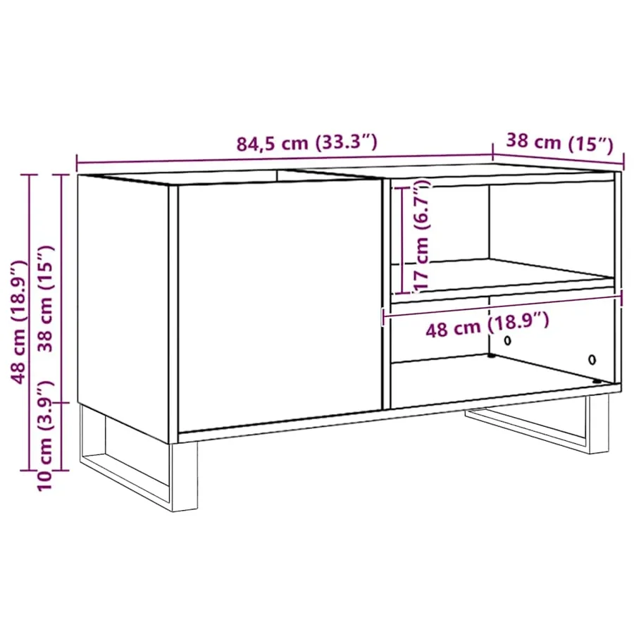 Armoire à disques chêne artisanal 84,5x38x48 cm bois ingénierie - 10