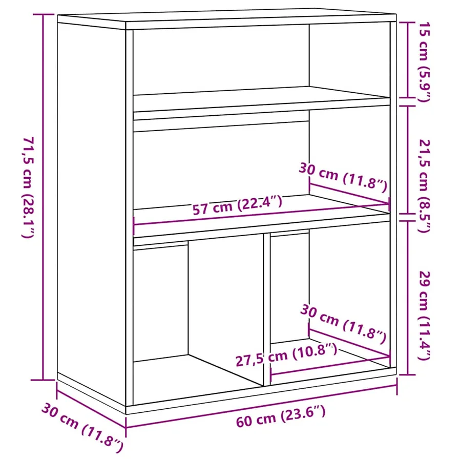 Bibliothèque chêne sonoma 60x30x71,5 cm bois d'ingénierie - 9