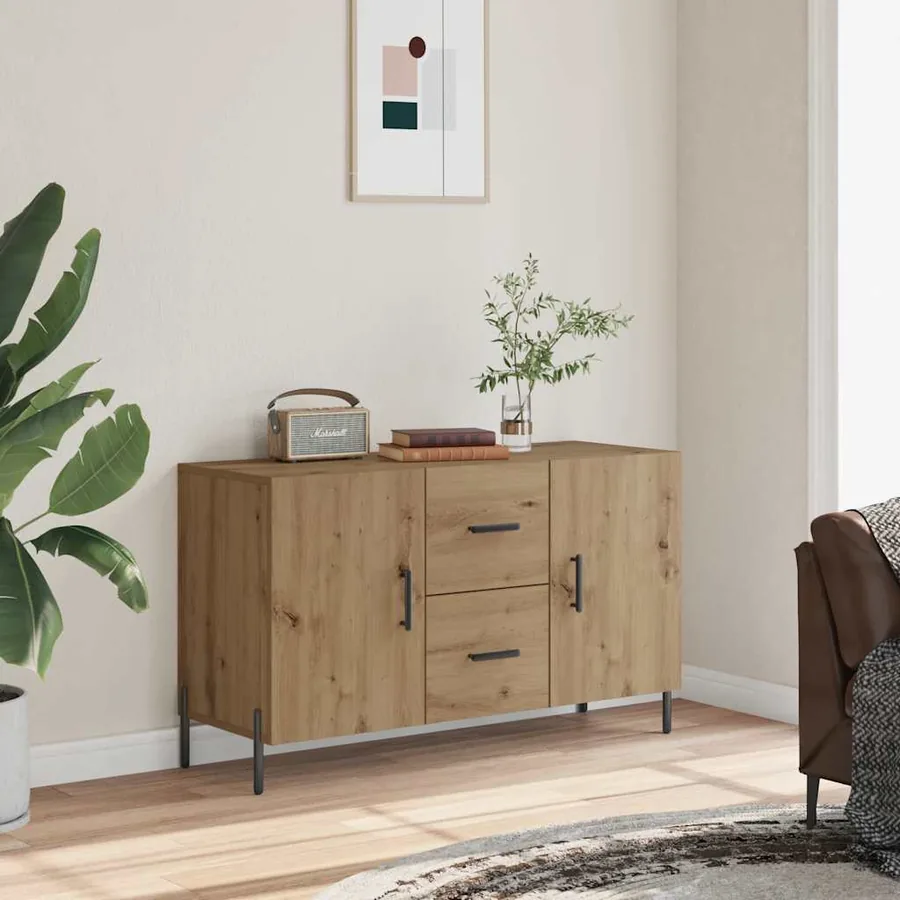 Buffet chêne artisanal 100x36x60 cm bois d'ingénierie