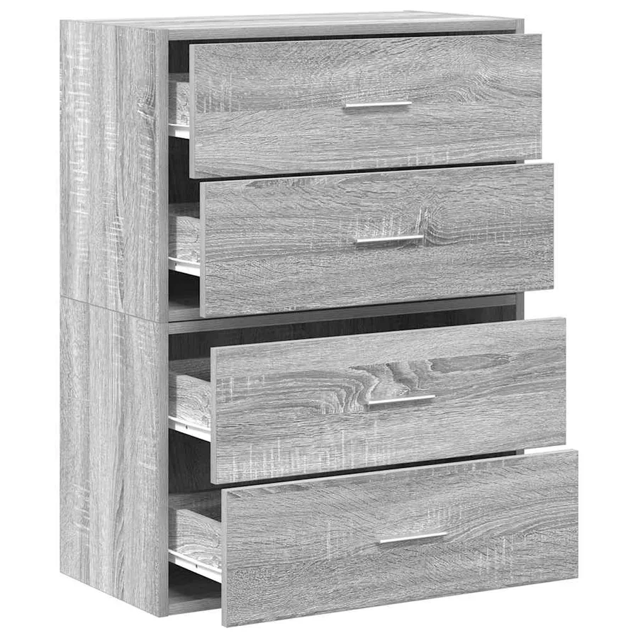 Armoires avec 2 tiroirs 2 pcs sonoma gris bois d'ingénierie - 5