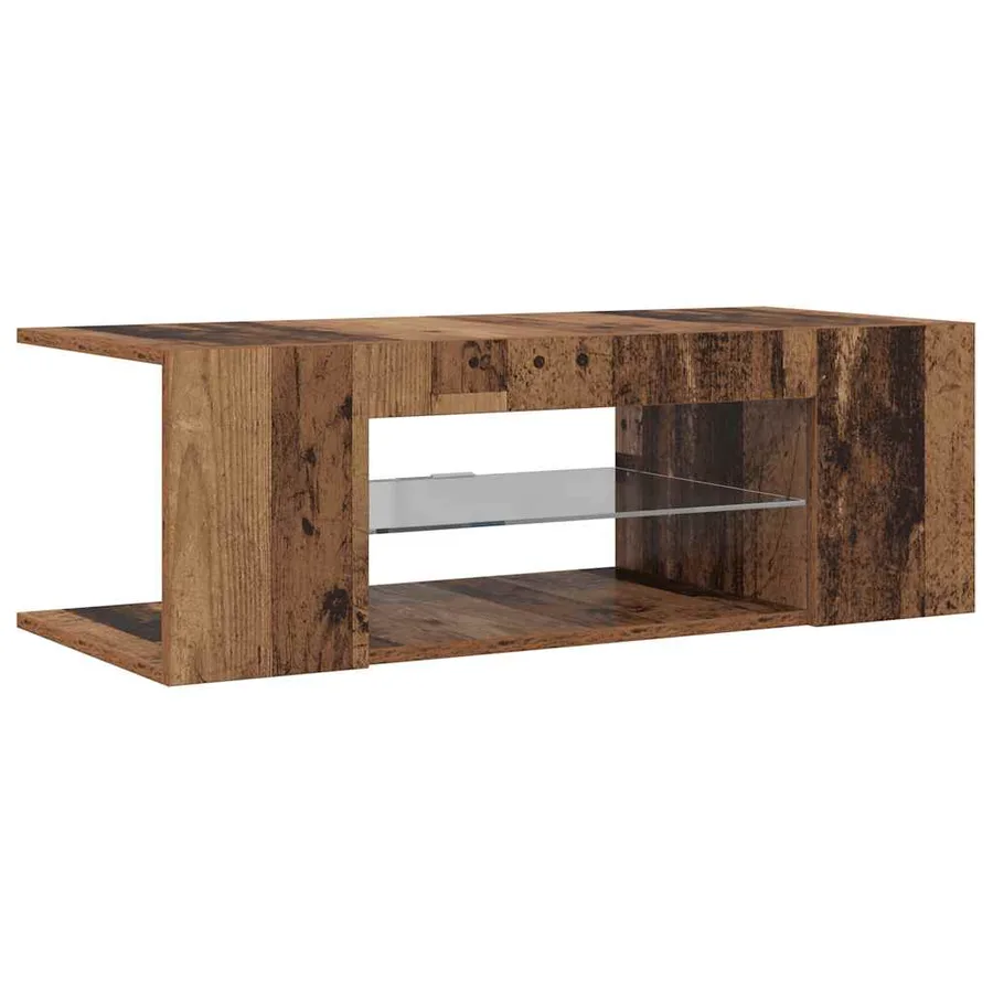 Meuble TV avec lumières LED vieux bois bois d'ingénierie - 7