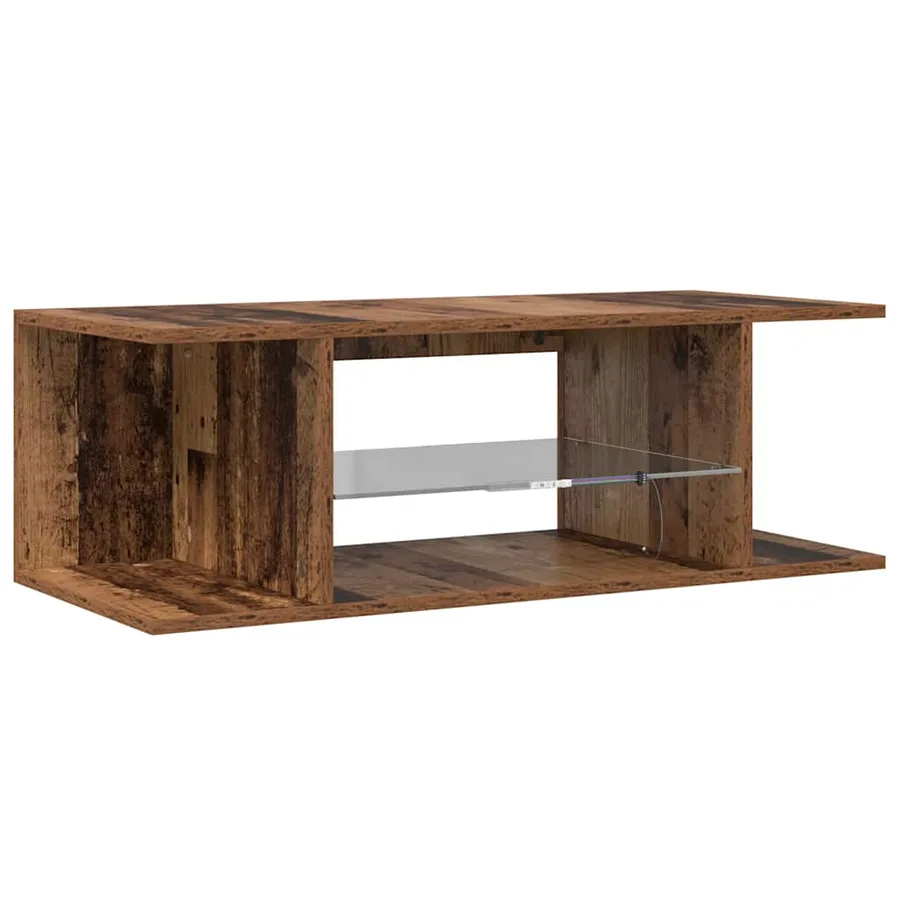 Meuble TV avec lumières LED vieux bois bois d'ingénierie - 9
