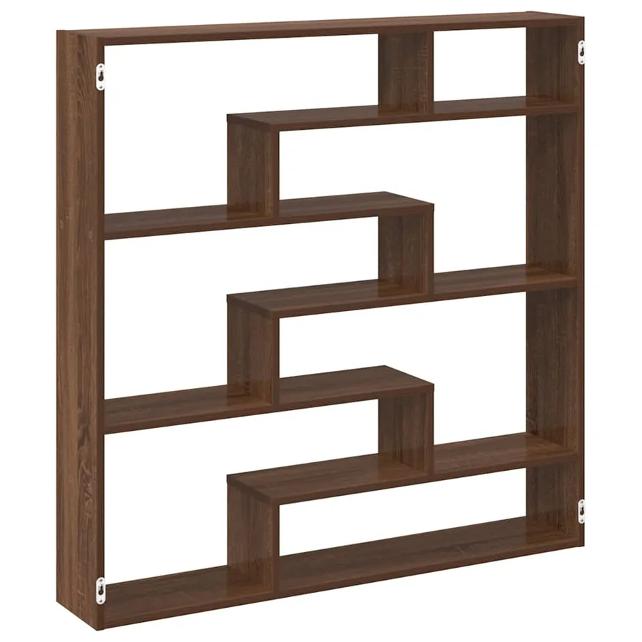 Étagère cube murale 7 compartiments chêne marron - 6