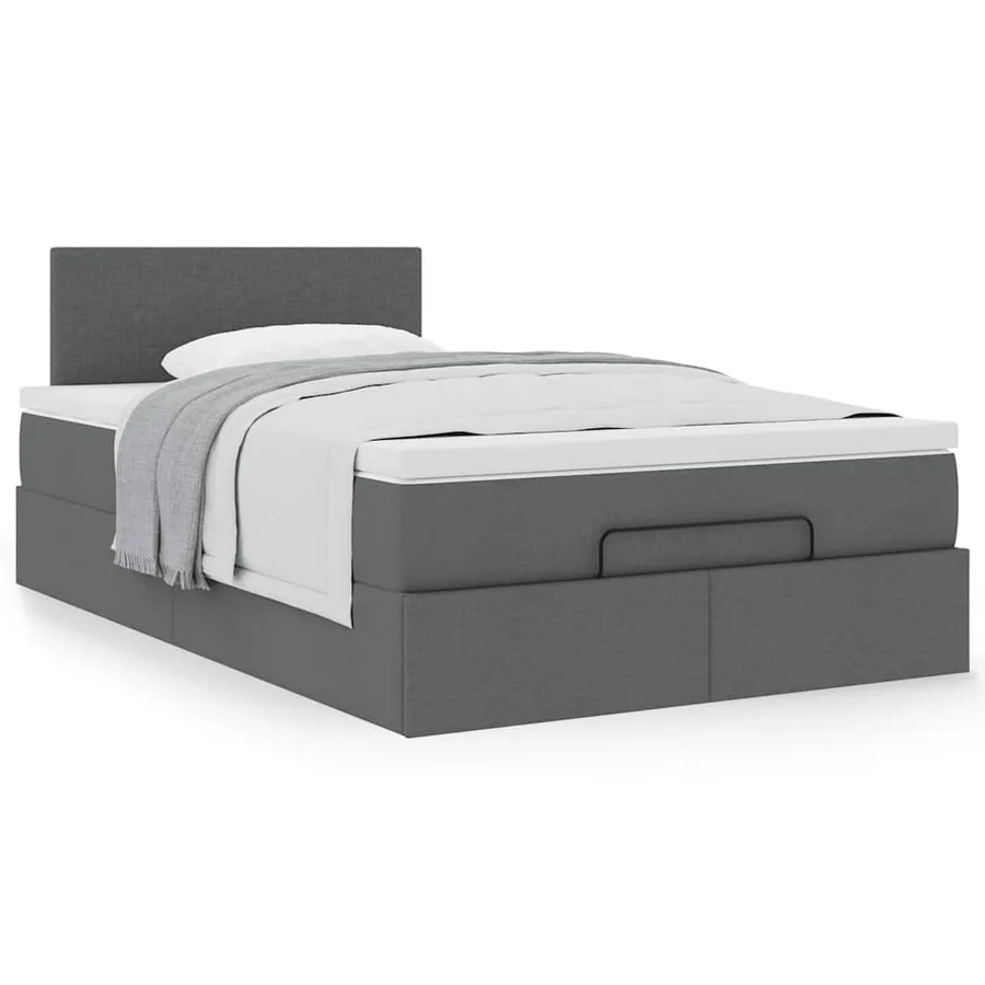 Lit ottoman avec matelas gris foncé 120x200 cm tissu - 4