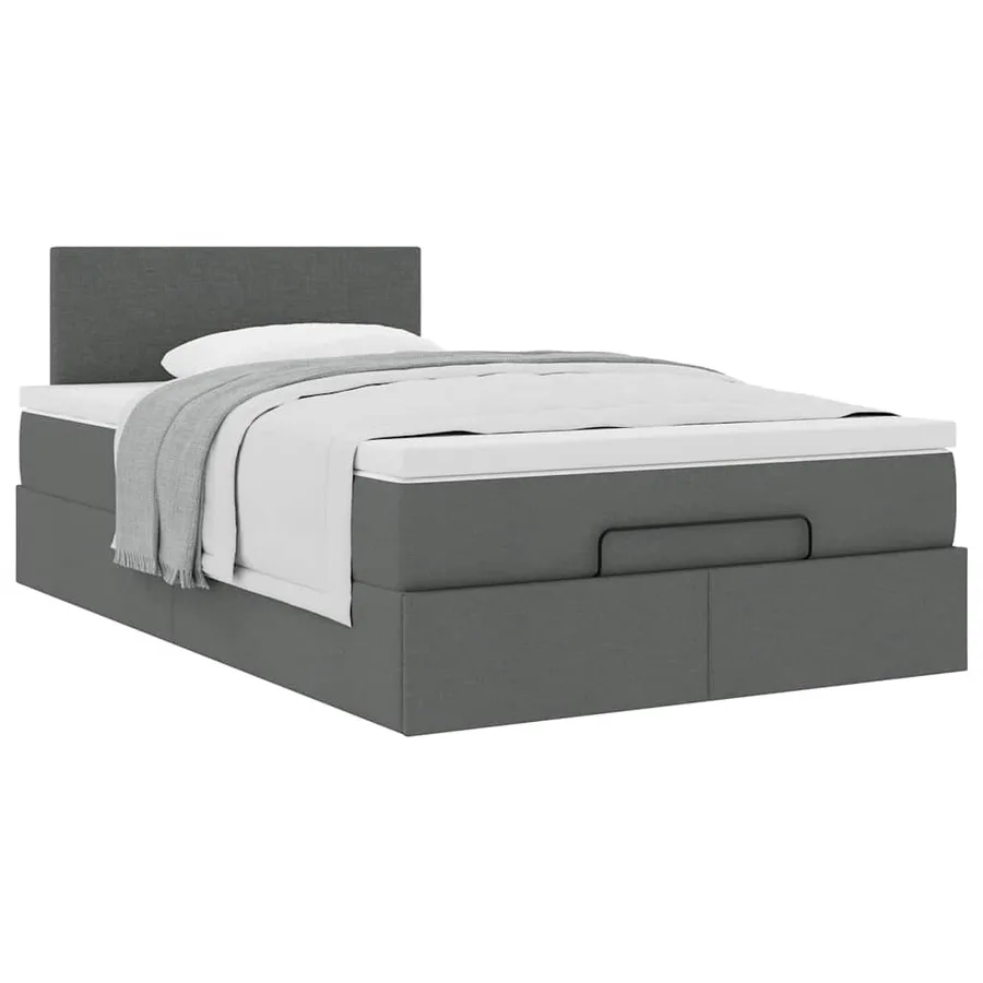 Lit ottoman avec matelas gris foncé 120x200 cm tissu - 5