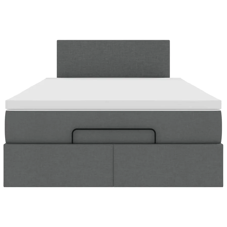 Lit ottoman avec matelas gris foncé 120x200 cm tissu - 7