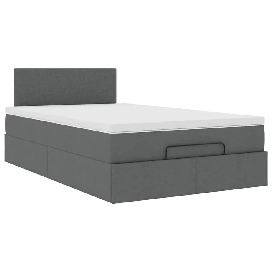 Lit ottoman avec matelas et LED gris foncé 120x200 cm tissu - 7