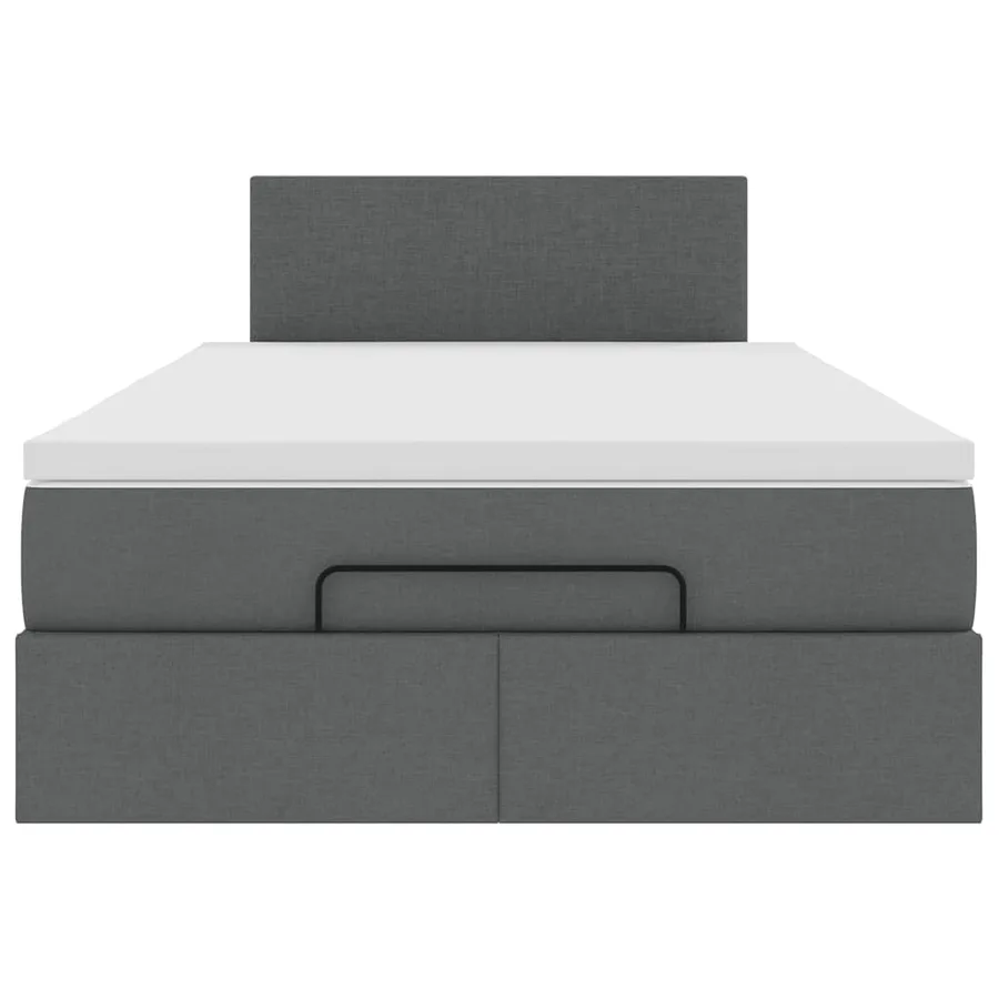Lit ottoman avec matelas et LED gris foncé 120x200 cm tissu - 8