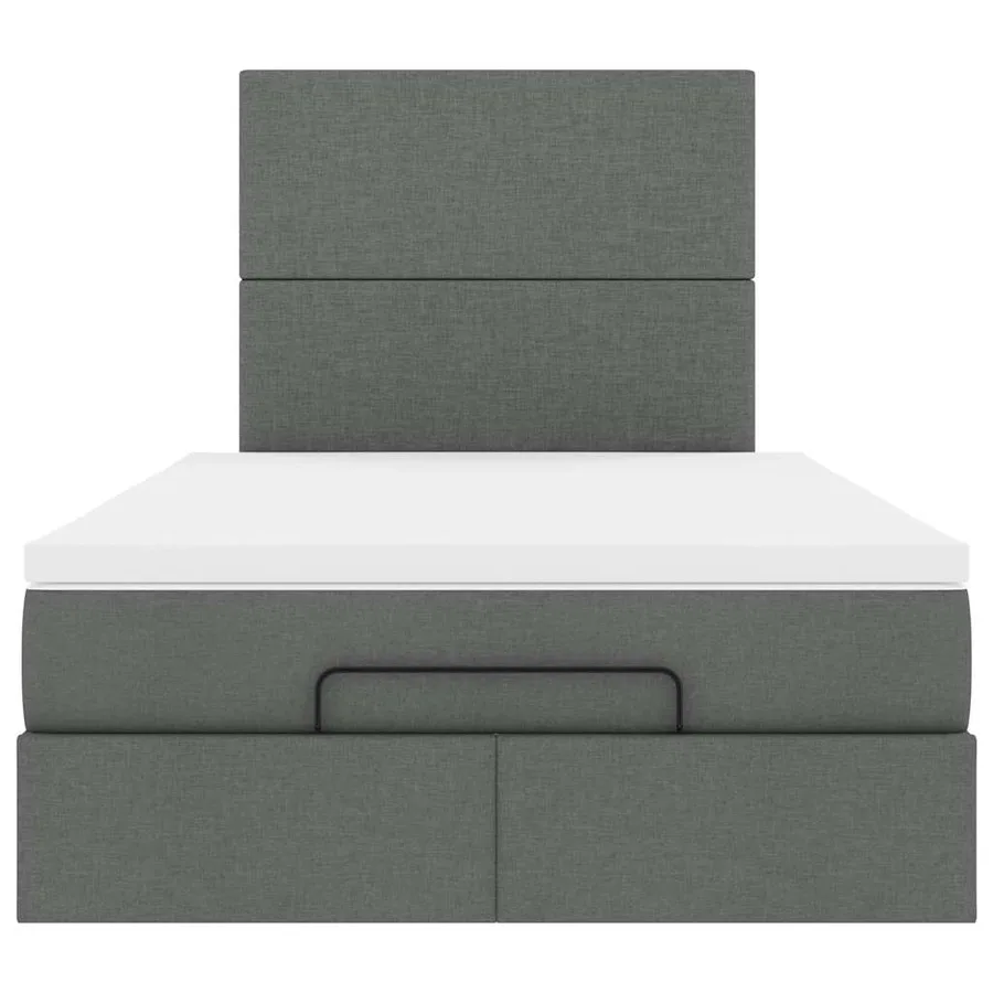 Cadre de lit ottoman avec matelas gris foncé 120x200cm tissu - 8