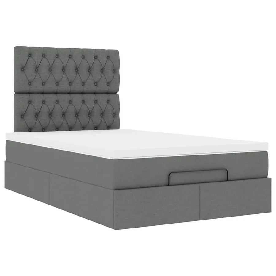 Cadre de lit ottoman avec matelas gris foncé 120x200cm tissu - 6