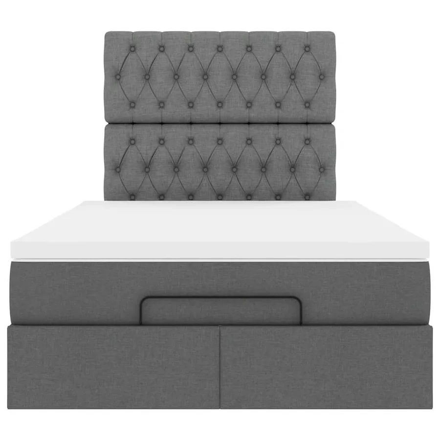 Cadre de lit ottoman avec matelas gris foncé 120x200cm tissu - 7