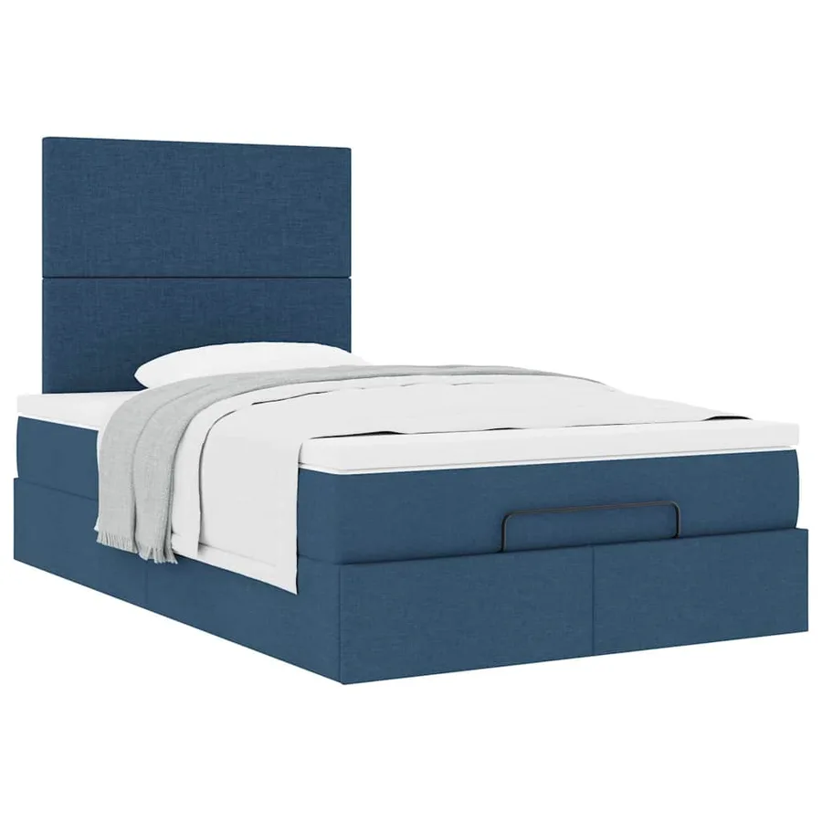 Cadre de lit ottoman avec matelas bleu 120x200 cm tissu - 5