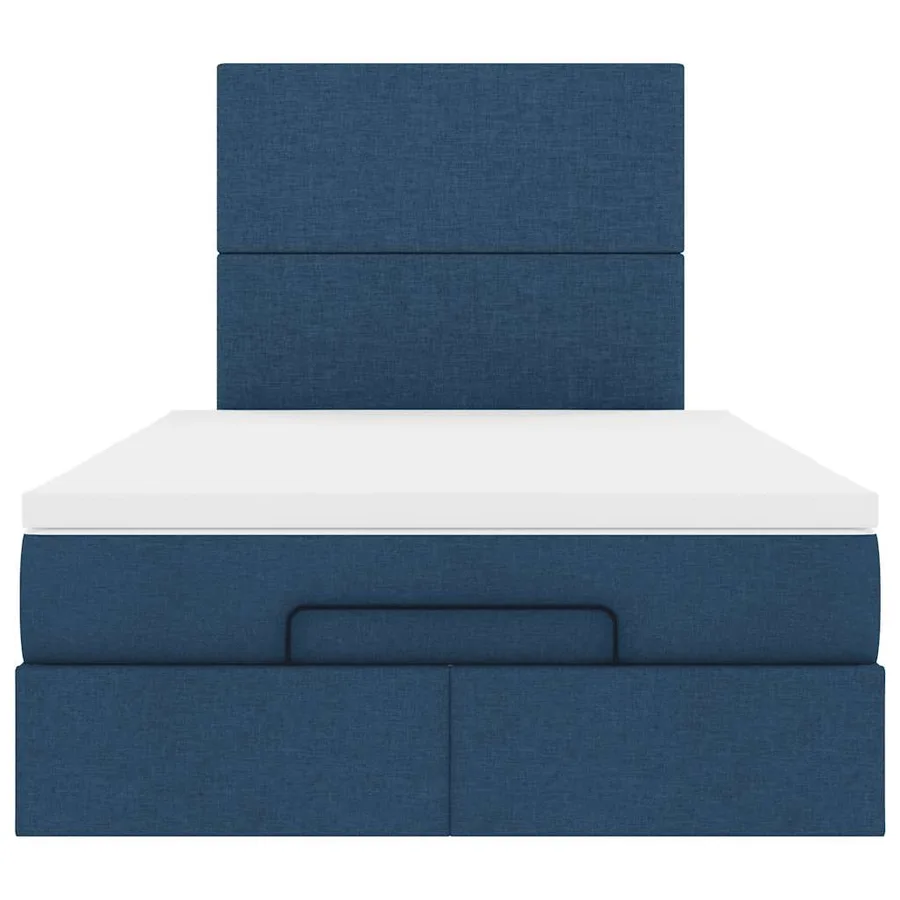 Cadre de lit ottoman avec matelas bleu 120x200 cm tissu - 7