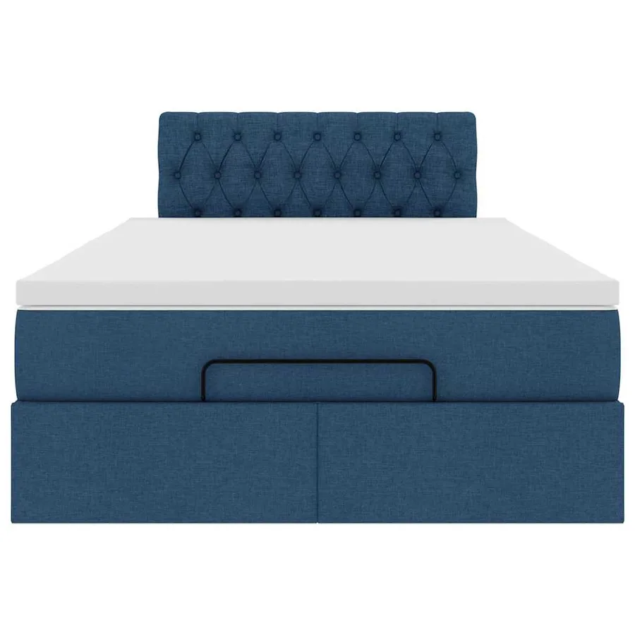 Lit ottoman avec matelas et LED Bleu 120x200 cm Tissu - 8