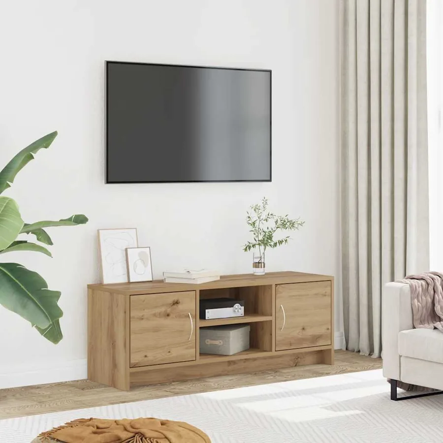 Meuble TV chêne artisanal 102x30x37,5 cm bois d'ingénierie