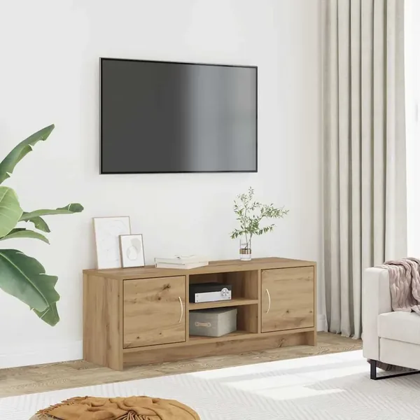 Meuble TV chêne artisanal 102x30x37,5 cm bois d'ingénierie