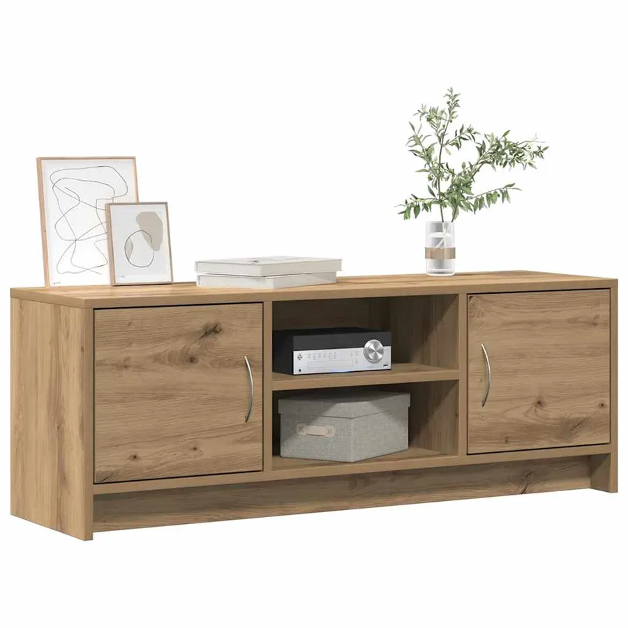 Meuble TV chêne artisanal 102x30x37,5 cm bois d'ingénierie - 3