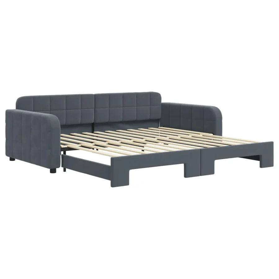 Lit de jour avec gigogne sans matelas gris foncé 100x200 cm - 2