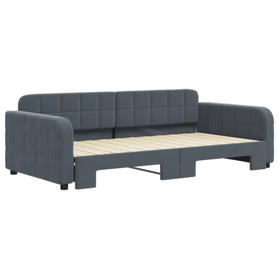 Lit de jour avec gigogne sans matelas gris foncé 100x200 cm - 3