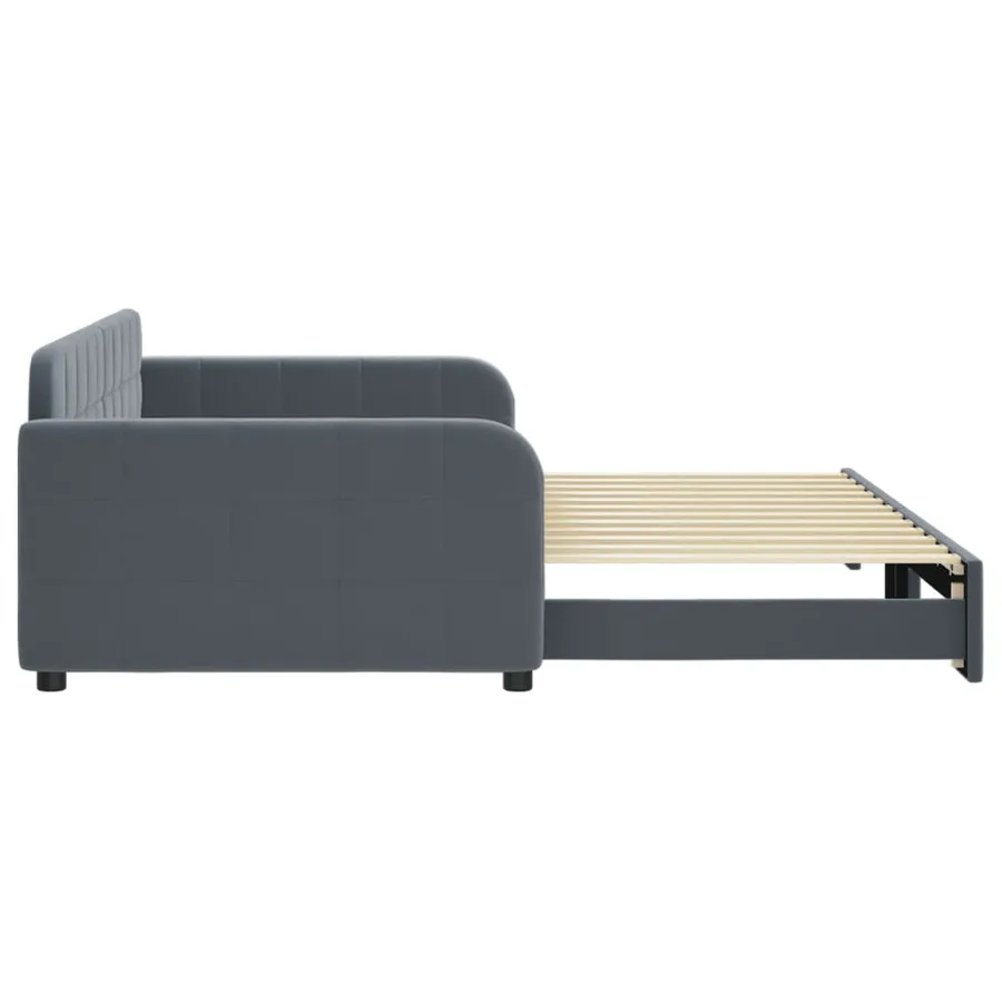 Lit de jour avec gigogne sans matelas gris foncé 100x200 cm - 4
